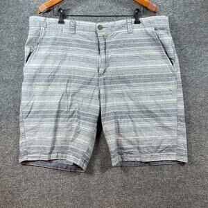 Flag & Anthem Casual Shorts Men's 40 Grey Striped Flat Front Button Pockets